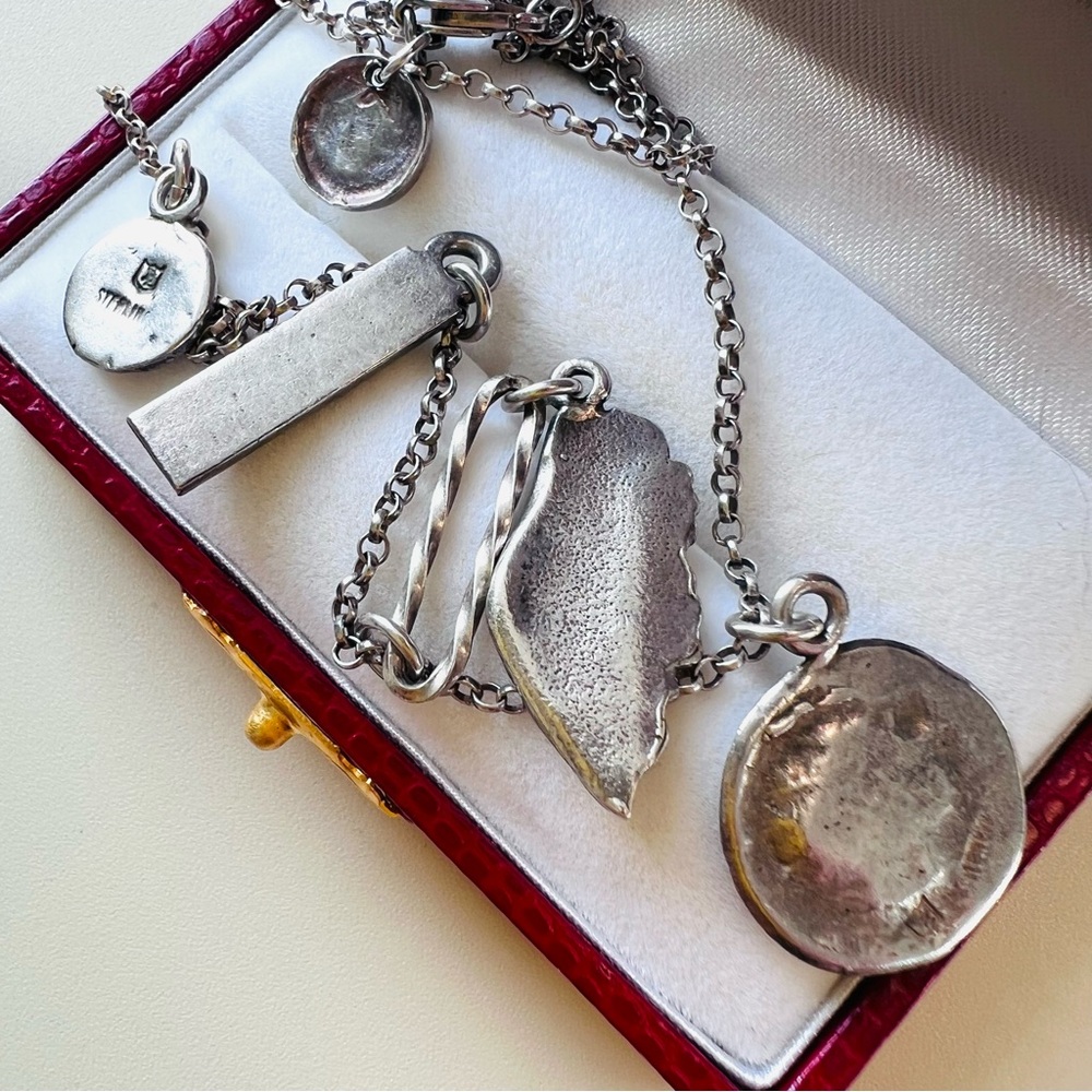 Marvelous RARE Retired Bloodline Design Charm Necklace .925 Sterling Silver - Picture 7 of 14